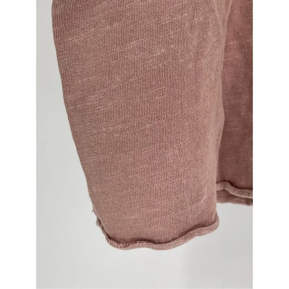 Free People Top Crop Women XS Pink‎ Mauve Embroidered V Neck Bohemian Flutter